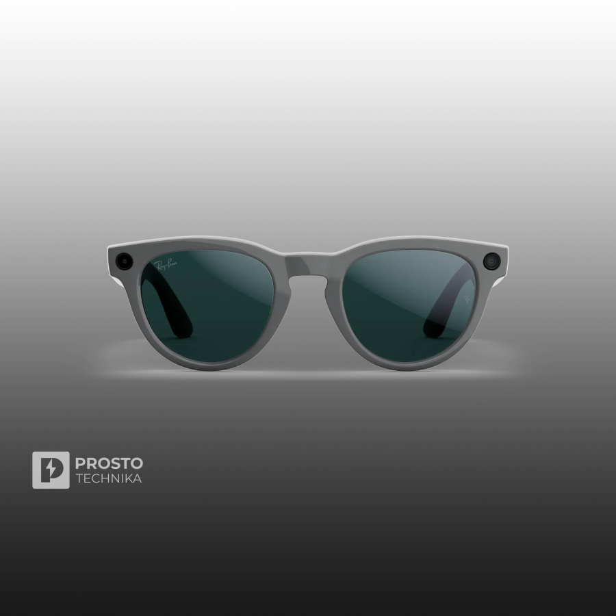 Ray-Ban Headliner (Gen 2) Глянцевый Серый с Прозрачно-Изумрудными Линзами